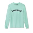 thumbnail image 1 of Daxton Retro Washington Arch Font Long Sleeves T Shirt Soft Med Weight Cotton, Mint Tee Black Font, S, 1 of 2