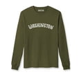 thumbnail image 1 of Daxton Retro Washington Arch Font Long Sleeves T Shirt Soft Med Weight Cotton, Olive Tee White Font, 1XL, 1 of 2