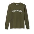 thumbnail image 1 of Daxton Retro Washington Arch Font Long Sleeves T Shirt Soft Med Weight Cotton, Olive Tee White Font, 3XL, 1 of 2