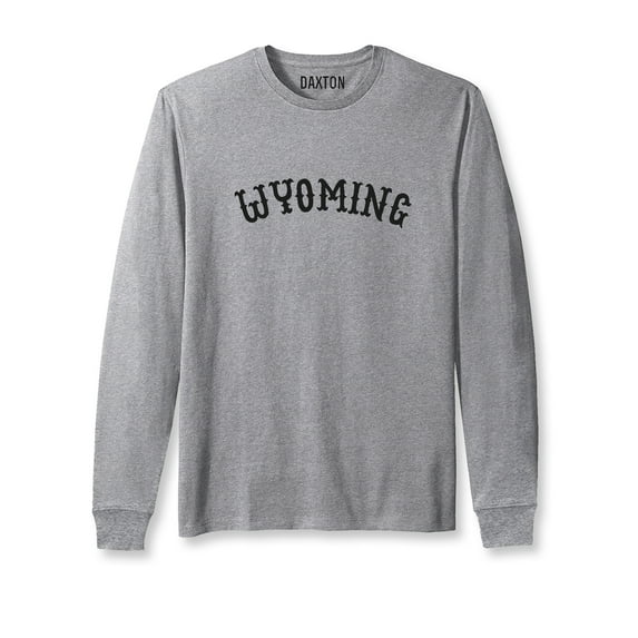 Daxton Retro Wyoming Arch Font Long Sleeves T Shirt Soft Medium Weight Cotton, Hgray Tee Black Font, M