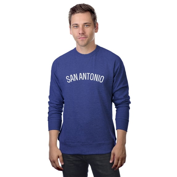 Daxton San Antonio Sweatshirt Athletic Fit Pullover Crewneck French Terry Fabric, Denim Sweatshirt White Letters, 3XL