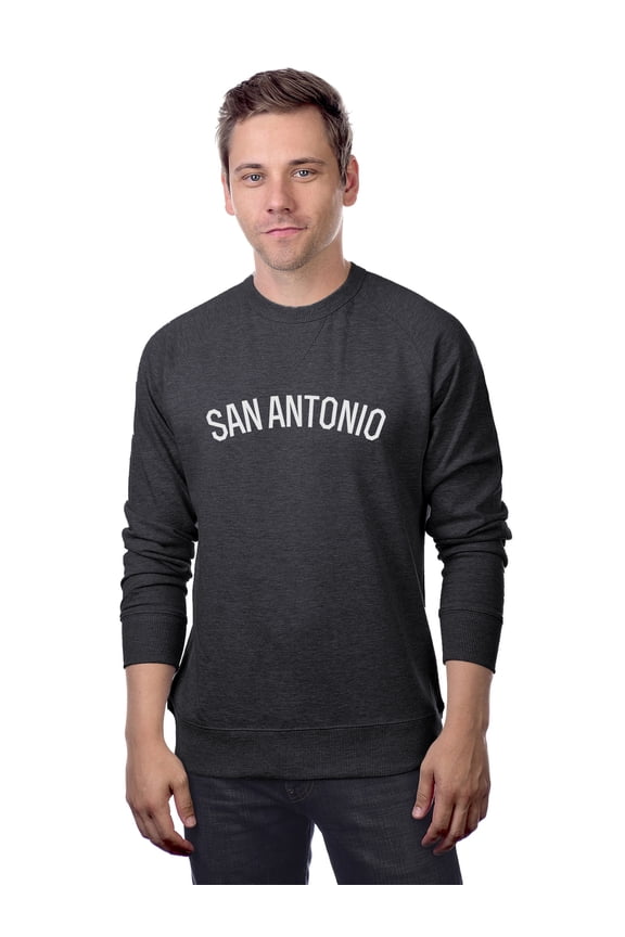 San Antonio Sweatshirt Athletic Fit Pullover Crewneck French Terry Fabric, HCharcoa Sweatshirt White Letters, 2XL