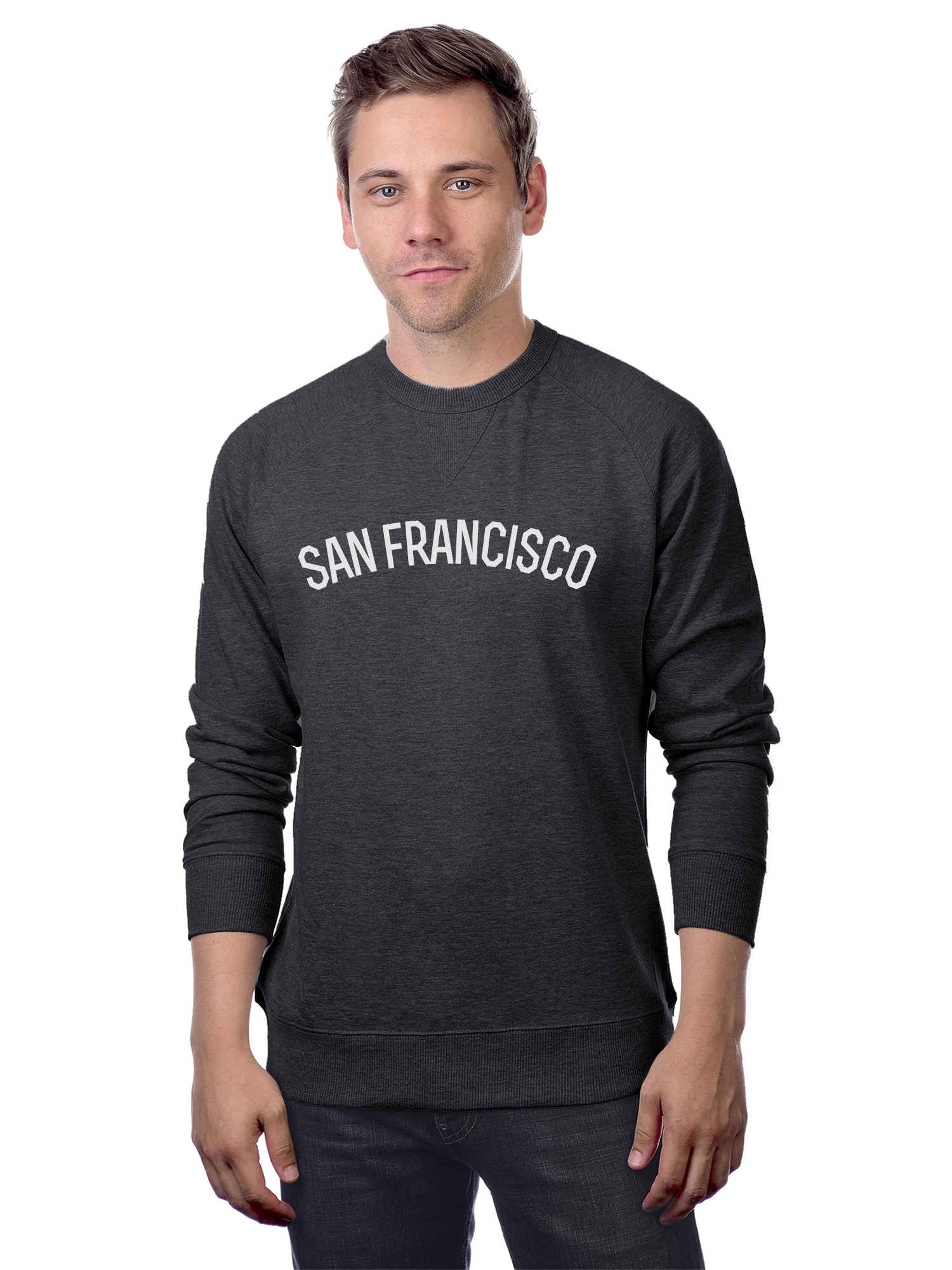 Daxton San Francisco Sweatshirt Athletic Pullover Crewneck French Terry Fabric, HCharcoal Sweatshirt White Letters, XS - image 1 of 3