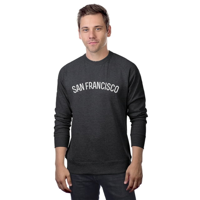 Daxton San Francisco Sweatshirt Athletic Pullover Crewneck French Terry Fabric, HCharcoal Sweatshirt White Letters, XS