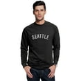 thumbnail image 1 of Daxton Seattle Sweatshirt Athletic Fit Pullover Crewneck French Terry Fabric, Black Sweatshirt White Letters, S, 1 of 3