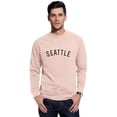 thumbnail image 1 of Daxton Seattle Sweatshirt Athletic Fit Pullover Crewneck French Terry Fabric, Peach Sweatshirt Black Letters, 1XL, 1 of 3