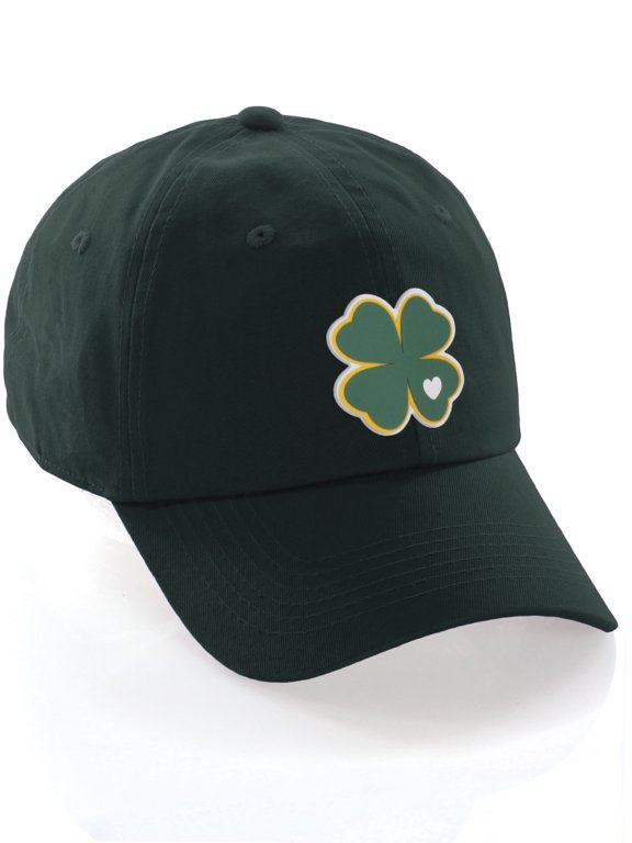 St. Patrick Day Lucky Clover Baseball Dad Hat, Clover Hunter Green Hat