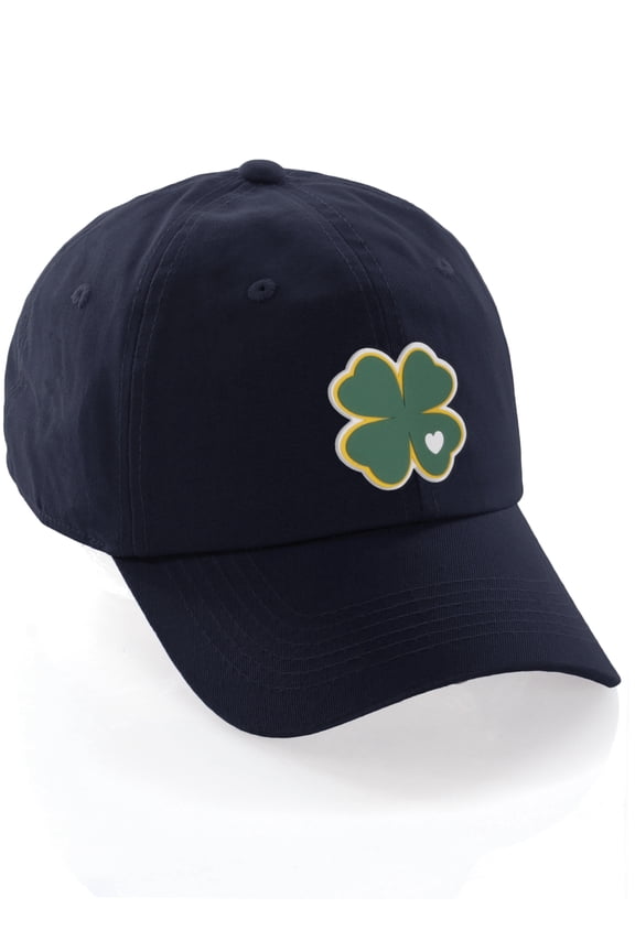St. Patrick Day Lucky Clover Baseball Dad Hat, Clover Navy Hat