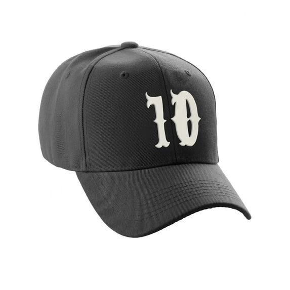 Daxton StructuWhite Baseball Hat Cap Curved Visor Vintage Custom Number, Black Hat, White Number 10