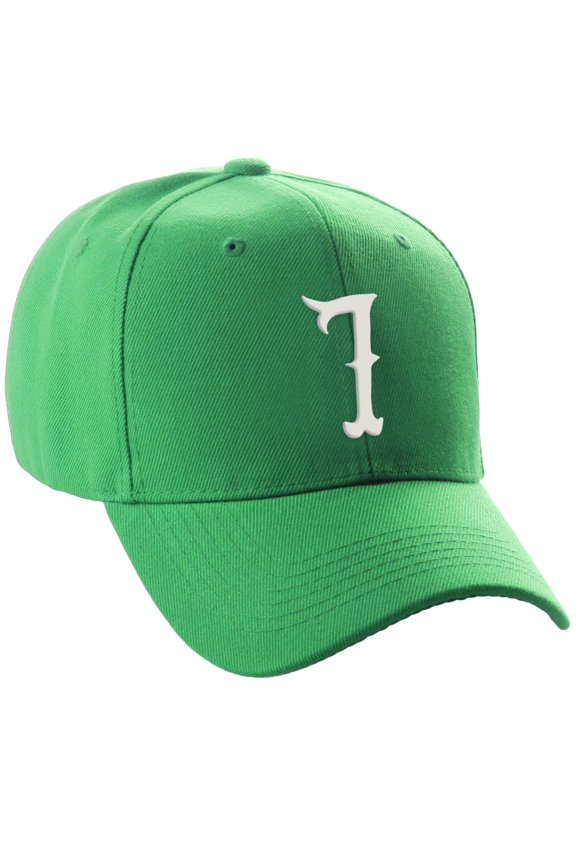 StructuWhite Baseball Hat Cap Curved Visor Vintage Custom Number, Kelly Hat, White Number 7