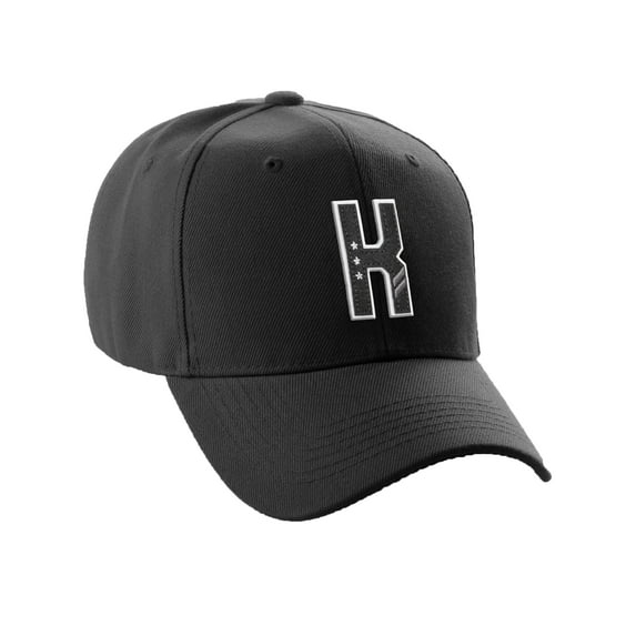 Daxton Structured Baseball Hat Cap 3D Alphabet A to Z Letter Number Initial-Black, Letter K