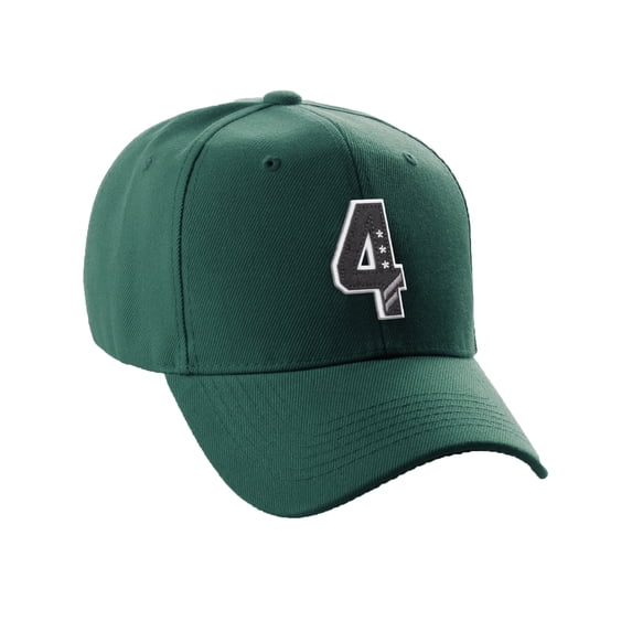 Daxton Structured Baseball Hat Cap 3D Alphabet A to Z Letter Number Initial-Hunter, Number 4