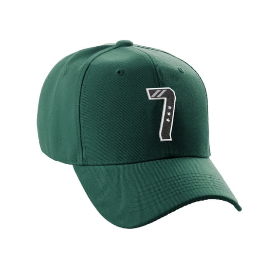Daxton Structured Baseball Hat Cap 3D Alphabet A to Z Letter Number Initial-Hunter, Number 7