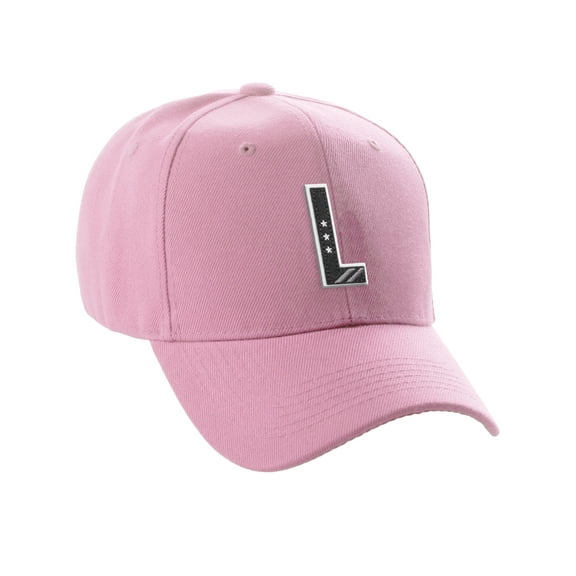 Daxton Structured Baseball Hat Cap 3D Alphabet A to Z Letter Number Initial-Pink, Letter L