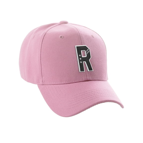 Daxton Structured Baseball Hat Cap 3D Alphabet A to Z Letter Number Initial-Pink, Letter R