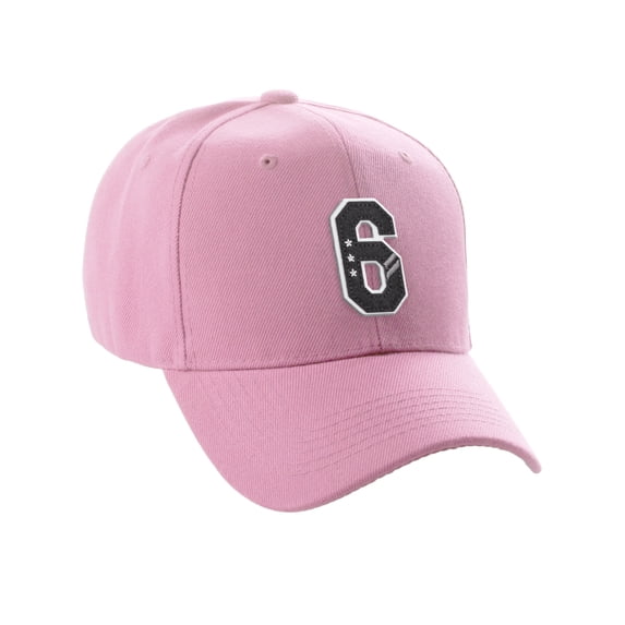 Daxton Structured Baseball Hat Cap 3D Alphabet A to Z Letter Number Initial-Pink, Number 6