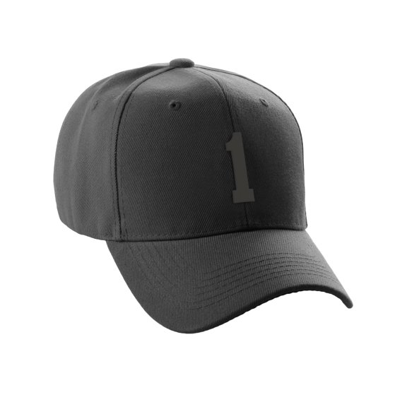 Daxton Structured Baseball Hat Cap Curved Visor Custom Team Number - Black Hat, Black 1