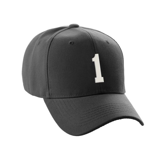 Daxton Structured Baseball Hat Cap Curved Visor Custom Team Number - Black Hat,White 1