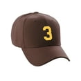 thumbnail image 1 of Daxton Structured Baseball Hat Cap Curved Visor Custom Team Number - Brown Hat, Gold 3, 1 of 4