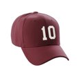 thumbnail image 1 of Daxton Structured Baseball Hat Cap Curved Visor Custom Team Number - Burgundy Hat,White 10, 1 of 3