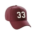 thumbnail image 1 of Daxton Structured Baseball Hat Cap Curved Visor Custom Team Number - Burgundy Hat,White 33, 1 of 3