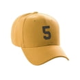 thumbnail image 1 of Daxton Structured Baseball Hat Cap Curved Visor Custom Team Number - Gold Hat, Black 5, 1 of 4