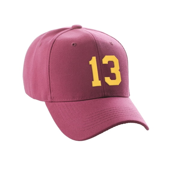 Daxton Structured Baseball Hat Curved Visor - Hot Pink Hat, Gold 13