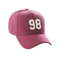 thumbnail image 1 of Daxton Structured Baseball Hat Cap Curved Visor Custom Team Number - Hot Pink Hat,White 98, 1 of 3