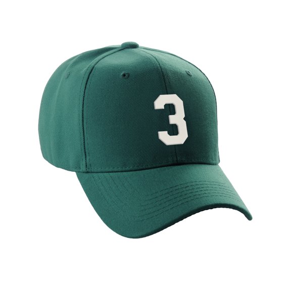 Daxton Structured Baseball Hat Cap Curved Visor Custom Team Number - Hunter Hat,White 3