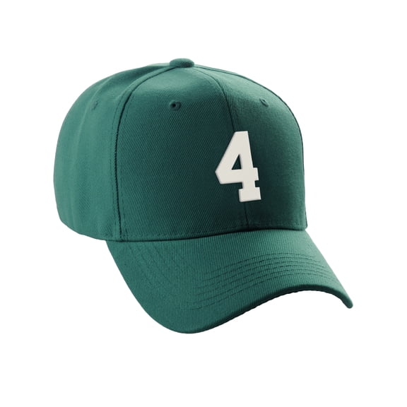 Daxton Structured Baseball Hat Cap Curved Visor Custom Team Number - Hunter Hat,White 4