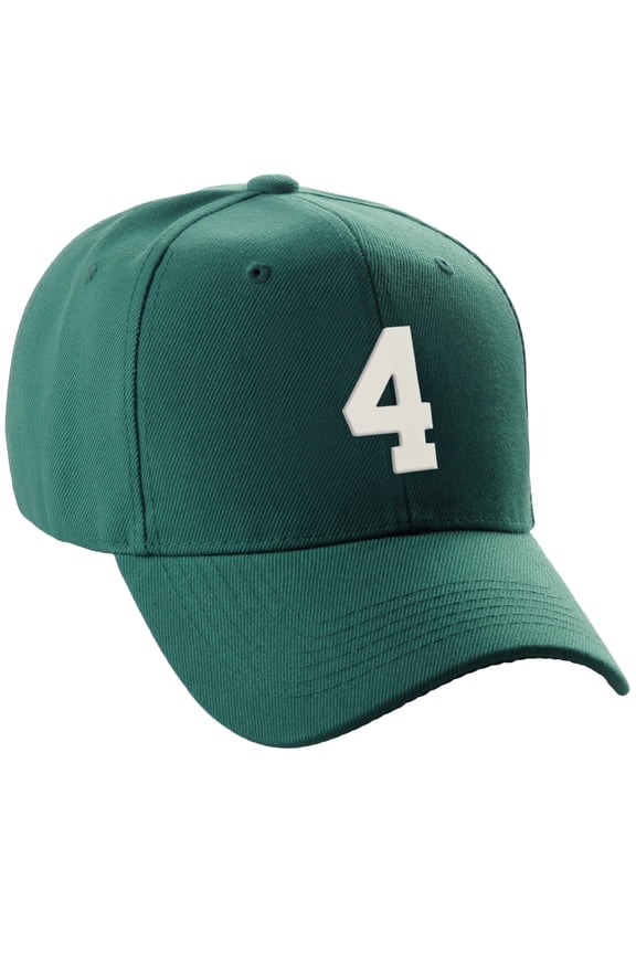 Structured Baseball Hat Cap Curved Visor Custom Team Number - Hunter Hat,White 4