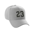 thumbnail image 1 of Daxton Structured Baseball Hat Cap Curved Visor Custom Team Number - Light Grey Hat, Black 23, 1 of 2