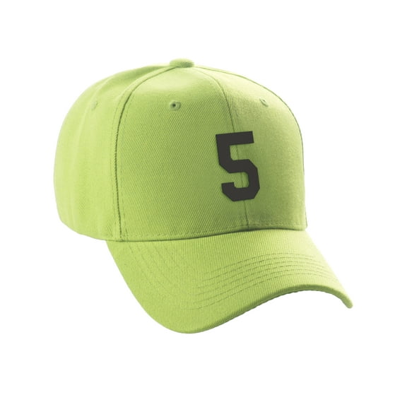 Daxton Structured Baseball Hat Cap Curved Visor Custom Team Number - Lime Hat, Black 5