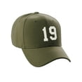 thumbnail image 1 of Daxton Structured Baseball Hat Cap Curved Visor Custom Team Number - Olive Hat,White 19, 1 of 3
