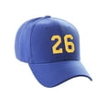 thumbnail image 1 of Daxton Structured Baseball Hat Cap Curved Visor Custom Team Number - Royal Hat, Gold 26, 1 of 4