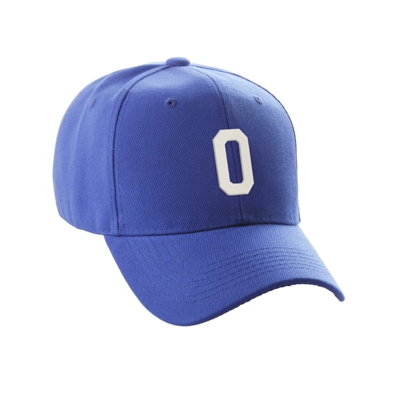 Daxton Structured Baseball Hat Cap Curved Visor Custom Team Number - Royal Hat,White 0