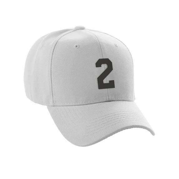 Daxton Structured Baseball Hat Cap Curved Visor Custom Team Number - White Hat, Black 2