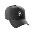 thumbnail image 1 of Daxton Structured Baseball Hat Cap Curved Visor Old English Font Alphabet A to Z, Black Hat White S, 1 of 4