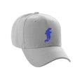 thumbnail image 1 of Daxton Structured Baseball Hat Curved Visor Old English Font, Light Grey Hat Royal F, 1 of 4