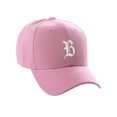 thumbnail image 1 of Daxton Structured Baseball Hat Cap Curved Visor Old English Font Pink Hat White B, 1 of 4
