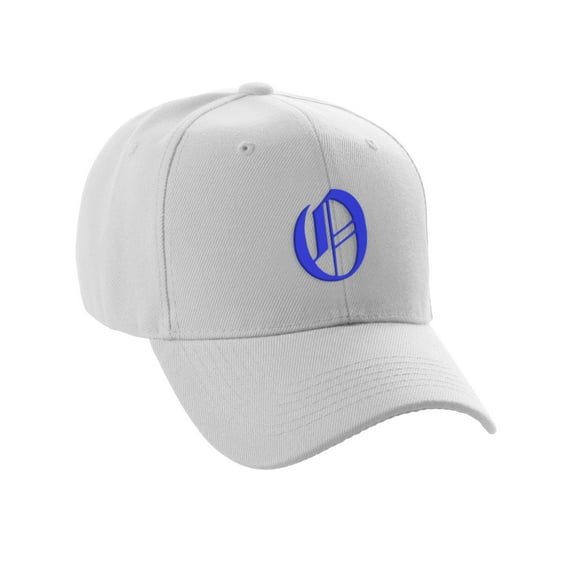Daxton Structured Baseball Hat Cap Curved Visor Old English Font Alphabet A to Z, White Hat Royal O