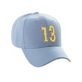 thumbnail image 1 of Daxton Structured Baseball Hat Cap Curved Visor Vintage Custom Number, Light Blue Hat, Gold Number 13, 1 of 3