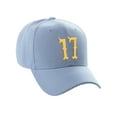 thumbnail image 1 of Daxton Structured Baseball Hat Cap Curved Visor Vintage Custom Number, Light Blue Hat, Gold Number 17, 1 of 4