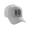 thumbnail image 1 of Daxton Structured Baseball Hat Cap Curved Visor Vintage Custom Number, Light Grey Hat, Black Number 80, 1 of 3
