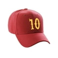 thumbnail image 1 of Daxton Structured Baseball Hat Cap Curved Visor Vintage Custom Number, Red Hat, Gold Number 10, 1 of 3