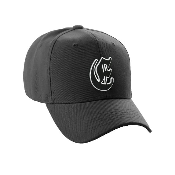 Daxton Structured Baseball Hat Cap Old English A to Z Letter Number Initial-Black, Letter E