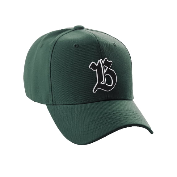 Daxton Structured Baseball Hat Cap Old English A to Z Letter Number Initial-Hunter, Letter B
