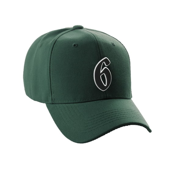 Daxton Structured Baseball Hat Cap Old English A to Z Letter Number Initial-Hunter, Number 6