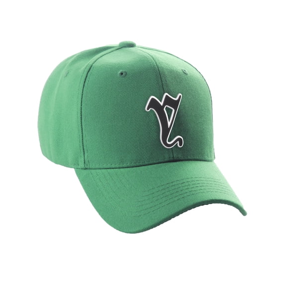Daxton Structured Baseball Hat Cap Old English A to Z Letter Number Initial-Kelly, Letter Y