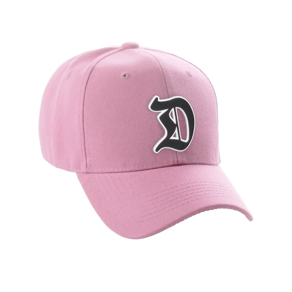 Daxton Structured Baseball Hat Cap Old English A to Z Letter Number Initial-Pink, Letter D